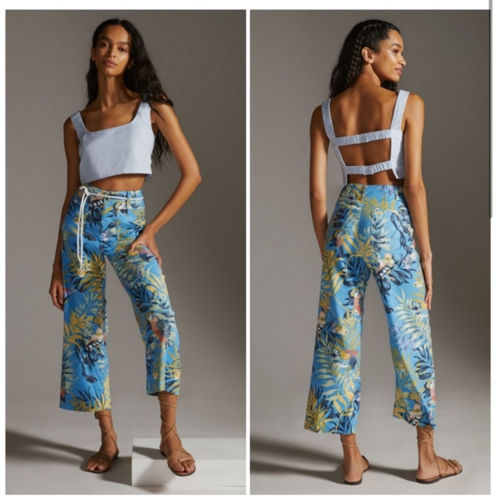 NWOT Anthropologie Maeve The Colette Cropped Wide Leg Pants